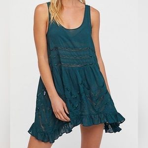 Free People Voile Trapeze Slip Deep Turquoise